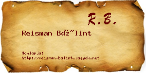 Reisman Bálint névjegykártya